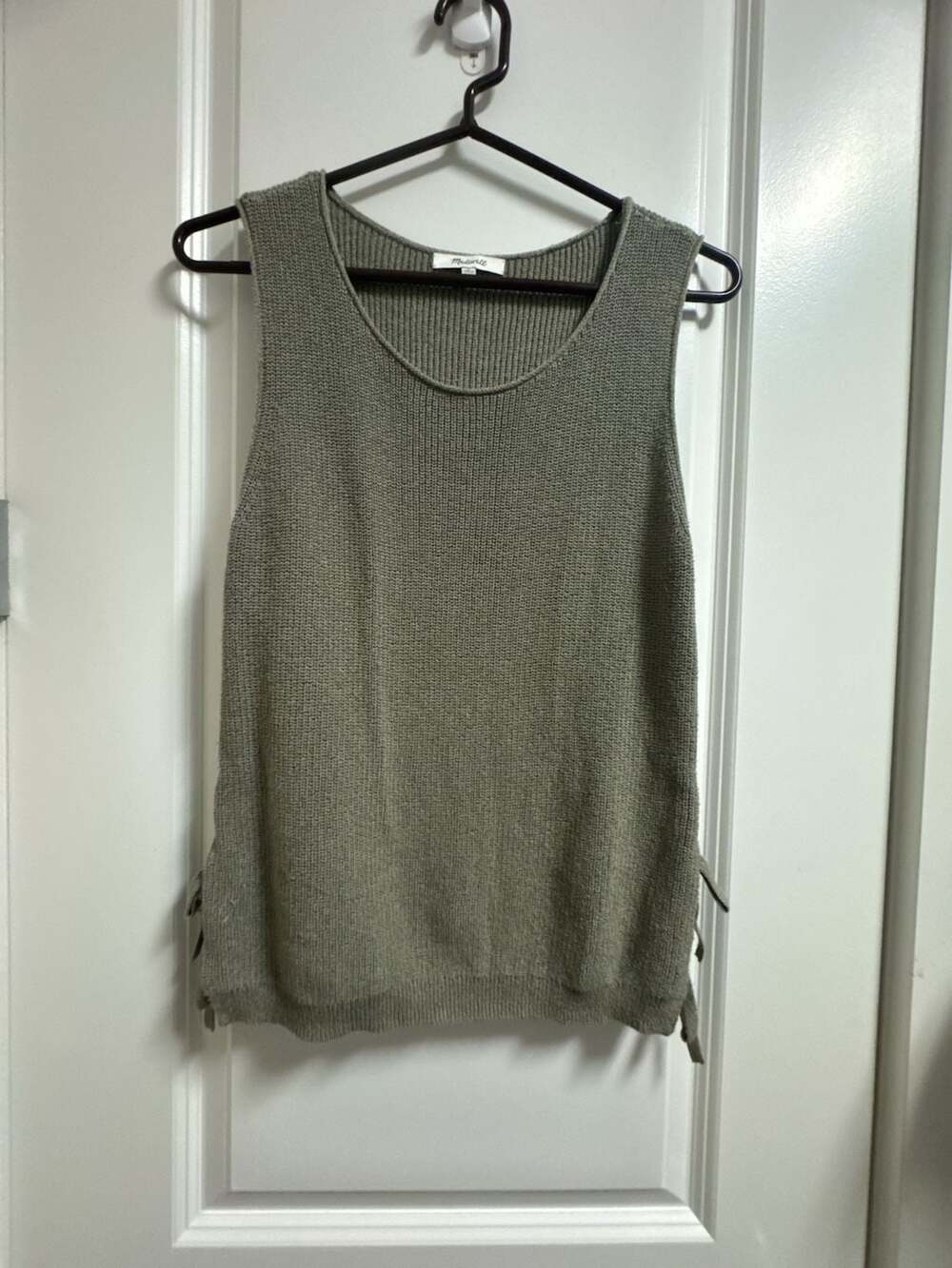 Madewell Women's Side Tie Sweater Tank Top Knit Size S Olive Green